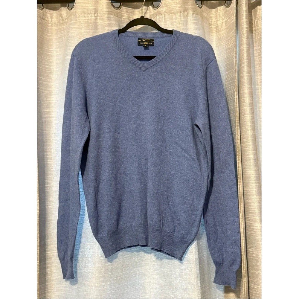 Club Room Men's V-Neck 100% Cashmere Sweater 2 Ply Light Blue Size M NWOT